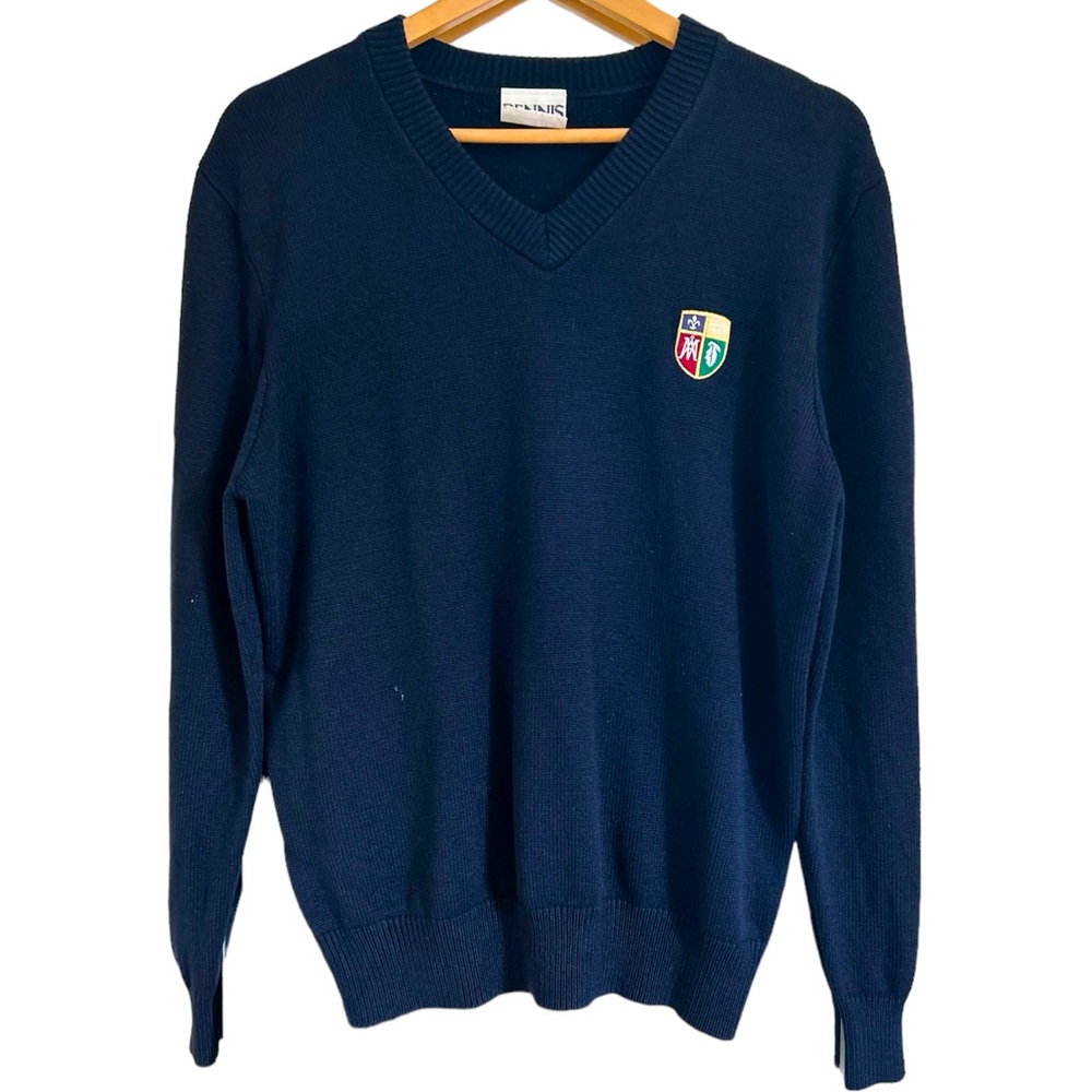 Navy Blue Crew Oversized Knit Sweater